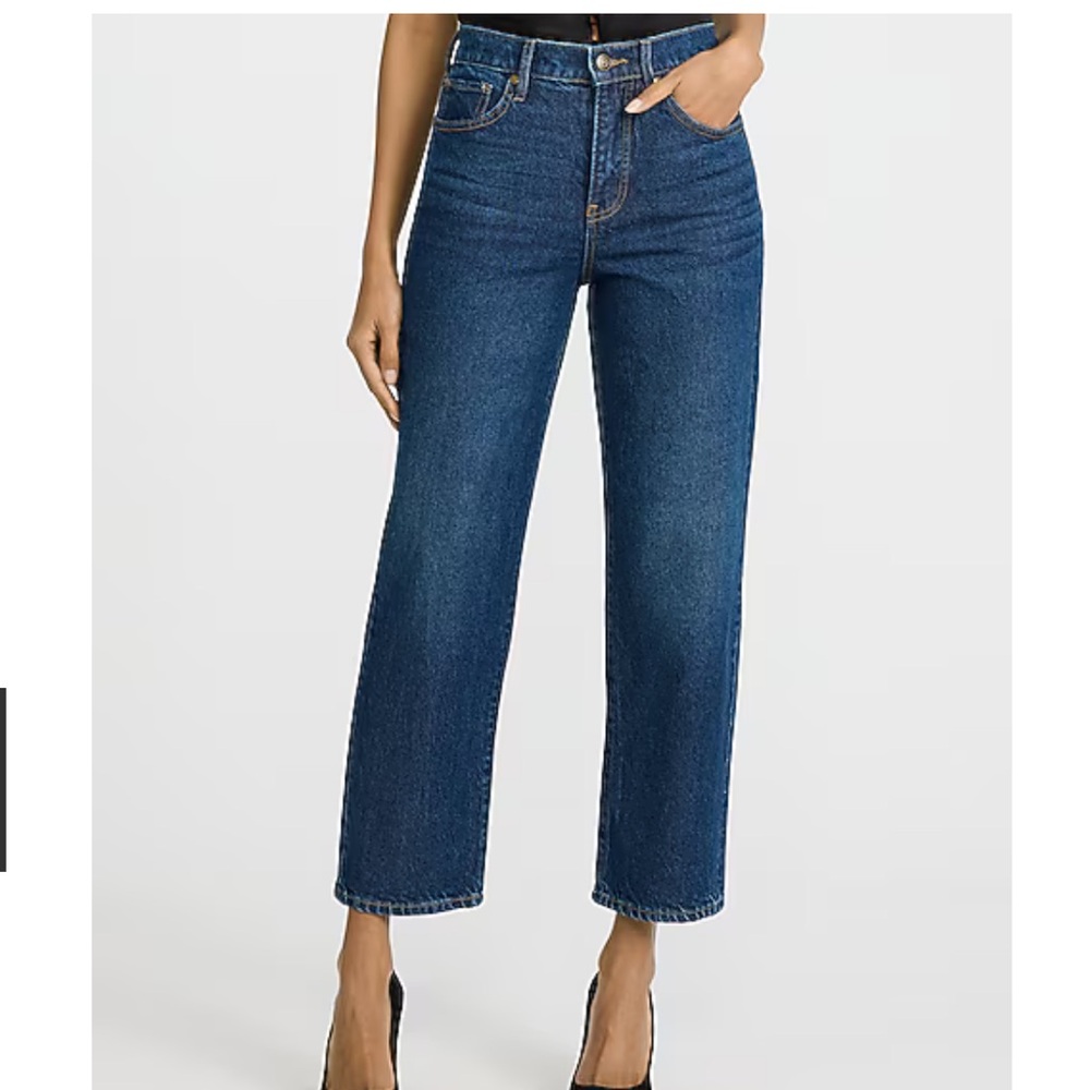 EXPRESS High Waisted Medium Wash Straight Ankle Jeans - Size 2R